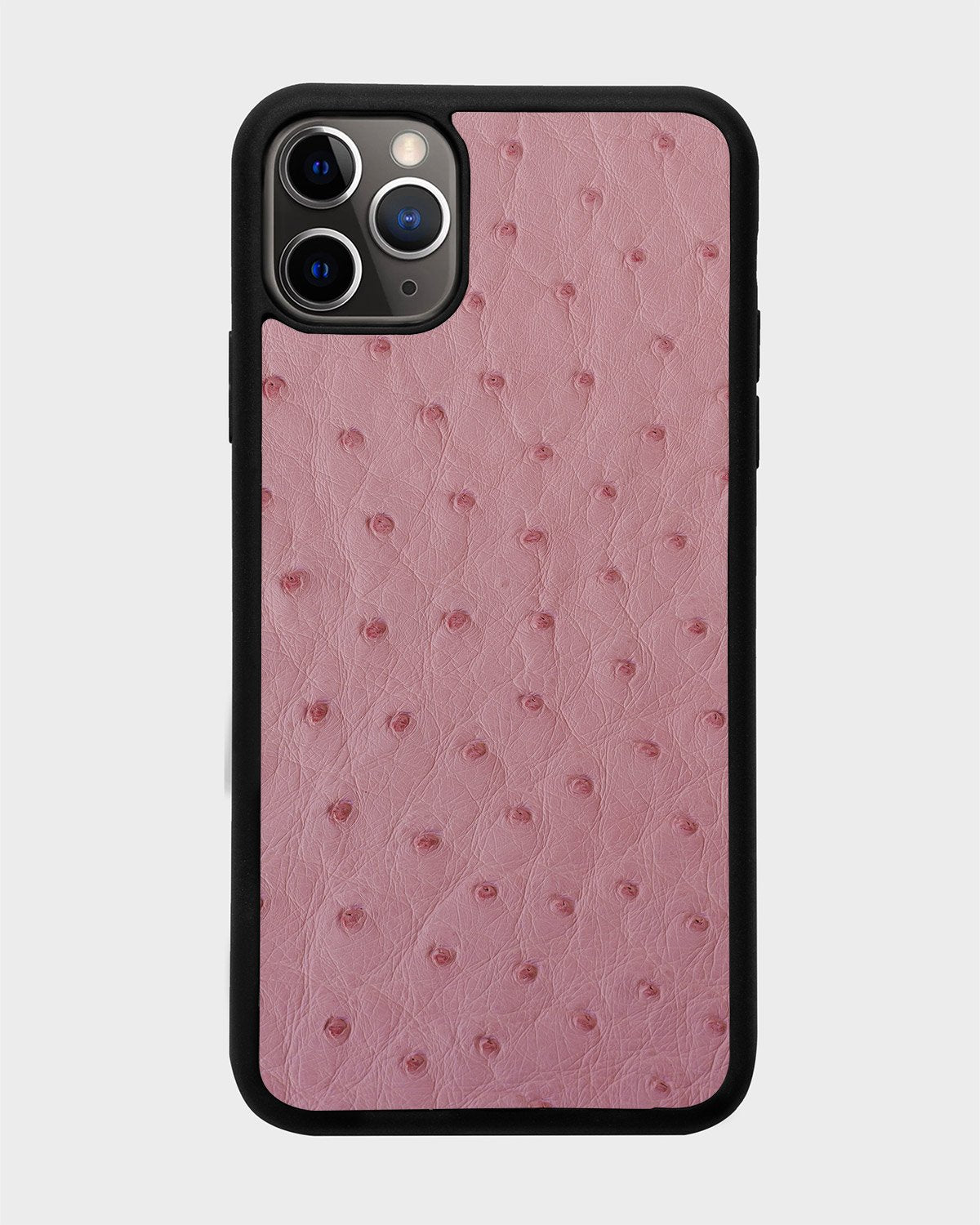 Чохол із рожевої шкіри страуса для iPhone 11 Pro Max