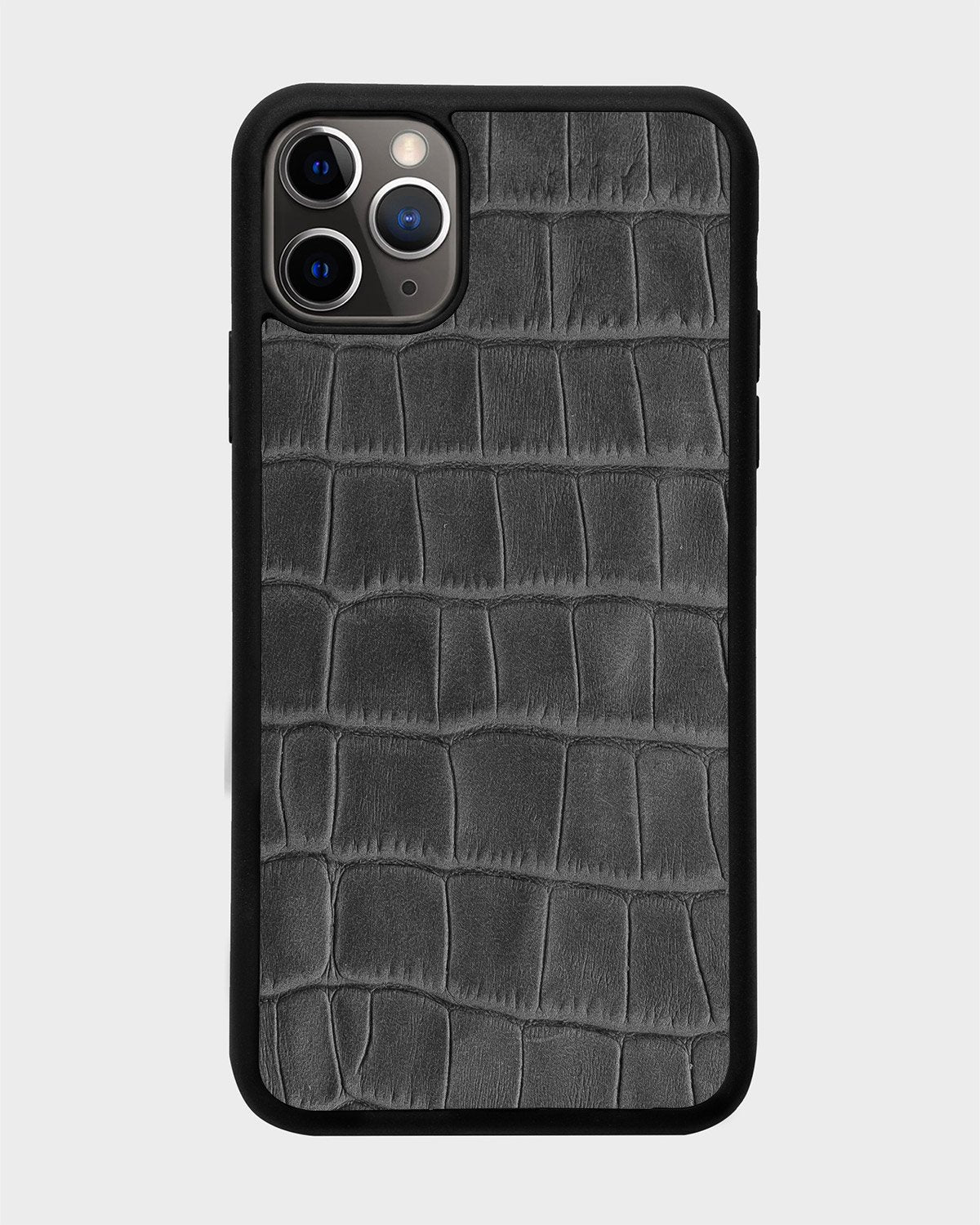 Чохол із сірого тиснення під крокодила на телячій шкірі для iPhone 11 Pro Max