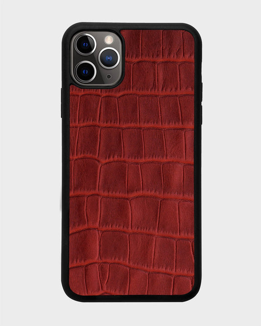 Чохол із червоного тиснення під крокодила на телячій шкірі для iPhone 11 Pro Max