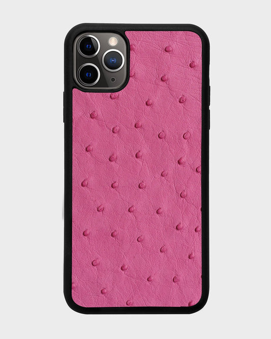 Чохол із яскраво-рожевої шкіри страуса з фолікулами для iPhone 11 Pro Max