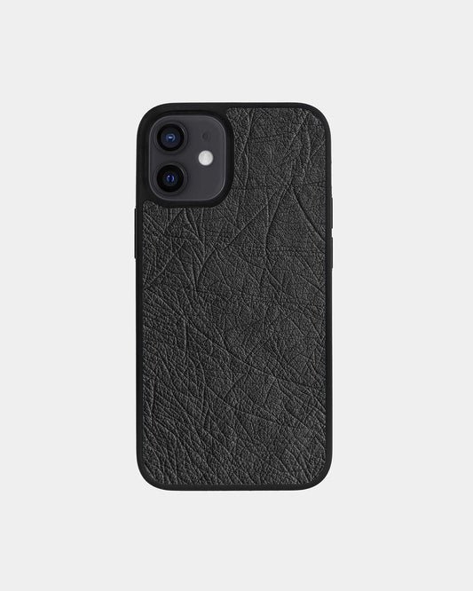 Dark gray ostrich leather follicle-free case for iPhone 12