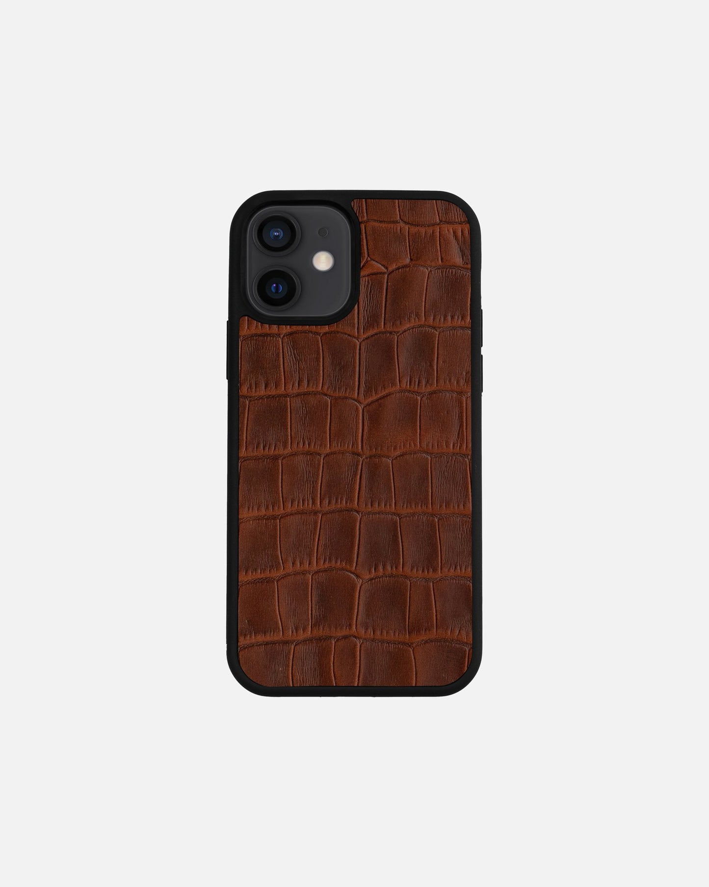 Чохол із рудого тиснення під крокодила на телячій шкірі для iPhone 12 Mini