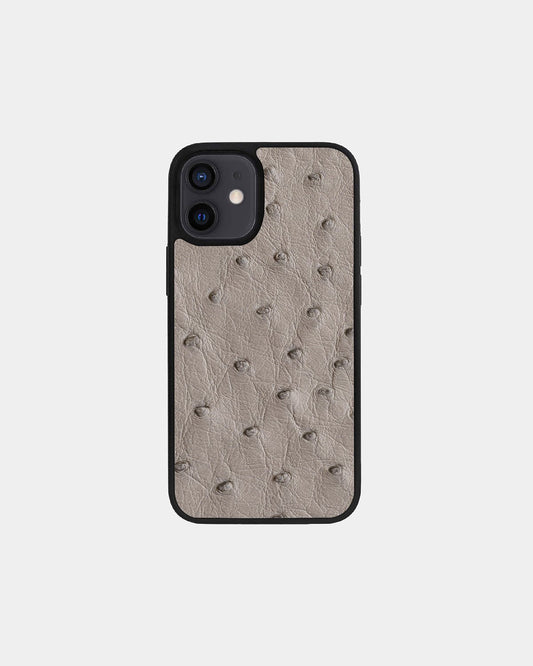 Чохол із сірої шкіри страуса для iPhone 12 Mini