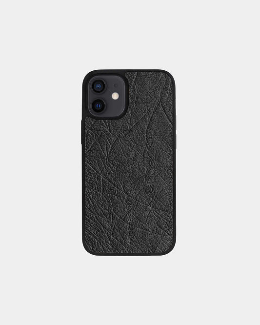 Dark gray ostrich leather follicle-free case for iPhone 12 Mini