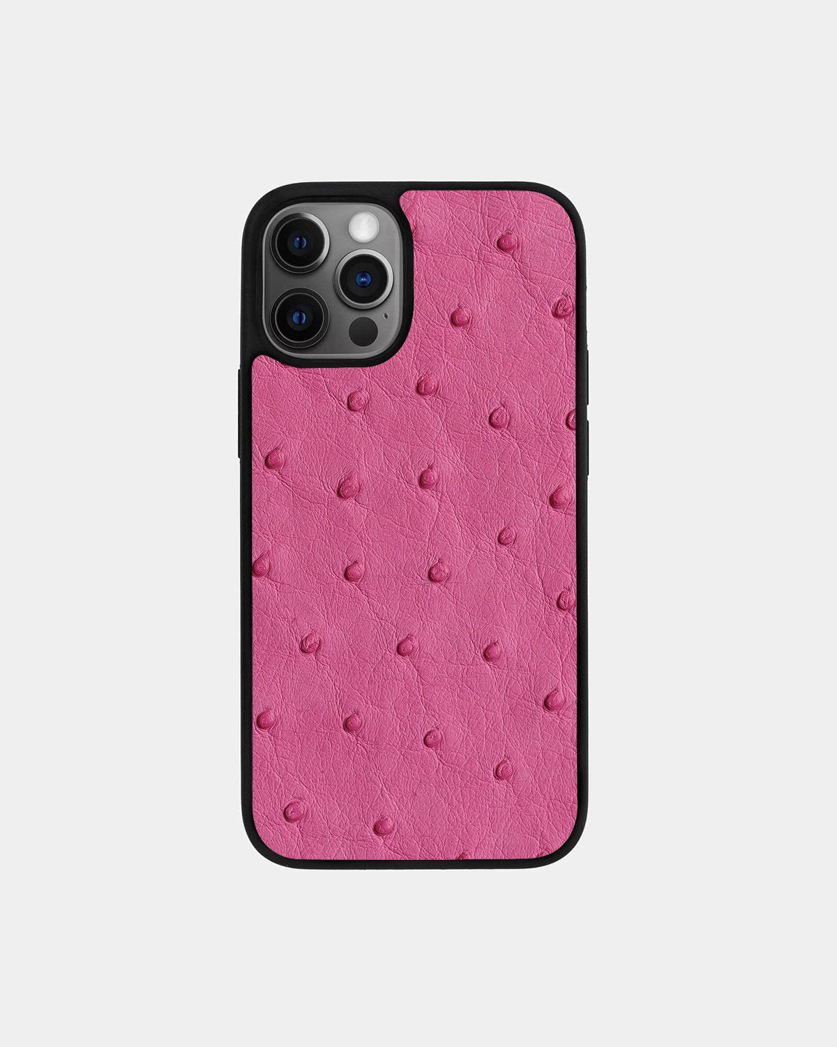Чохол із яскраво-рожевої шкіри страуса з фолікулами для iPhone 12 Pro