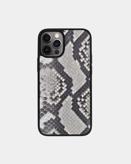 Чохол із чорно-білої шкіри пітона з дрібними лусочками для iPhone 12 Pro