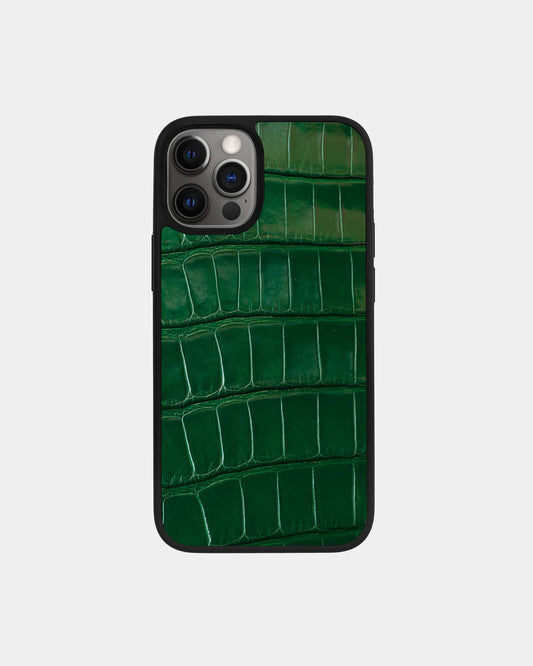 Чохол із зеленої шкіри крокодила для iPhone 12 Pro