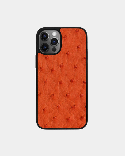 Чохол із помаранчевої шкіри страуса з фолікулами для iPhone 12 Pro