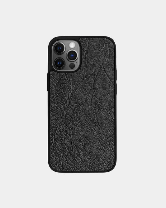 Dark gray ostrich leather follicle-free case for iPhone 12 Pro