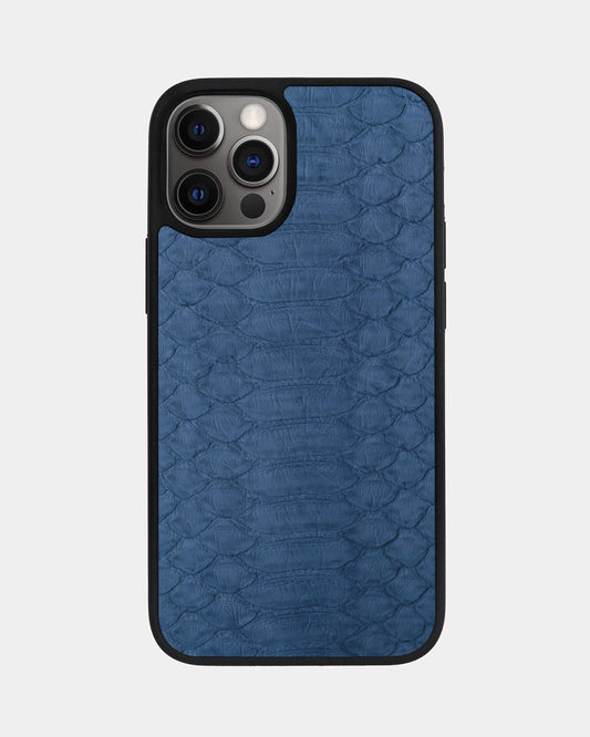 Чохол із сіро-синьої шкіри пітона з широкими лусочками для iPhone 12 Pro Max