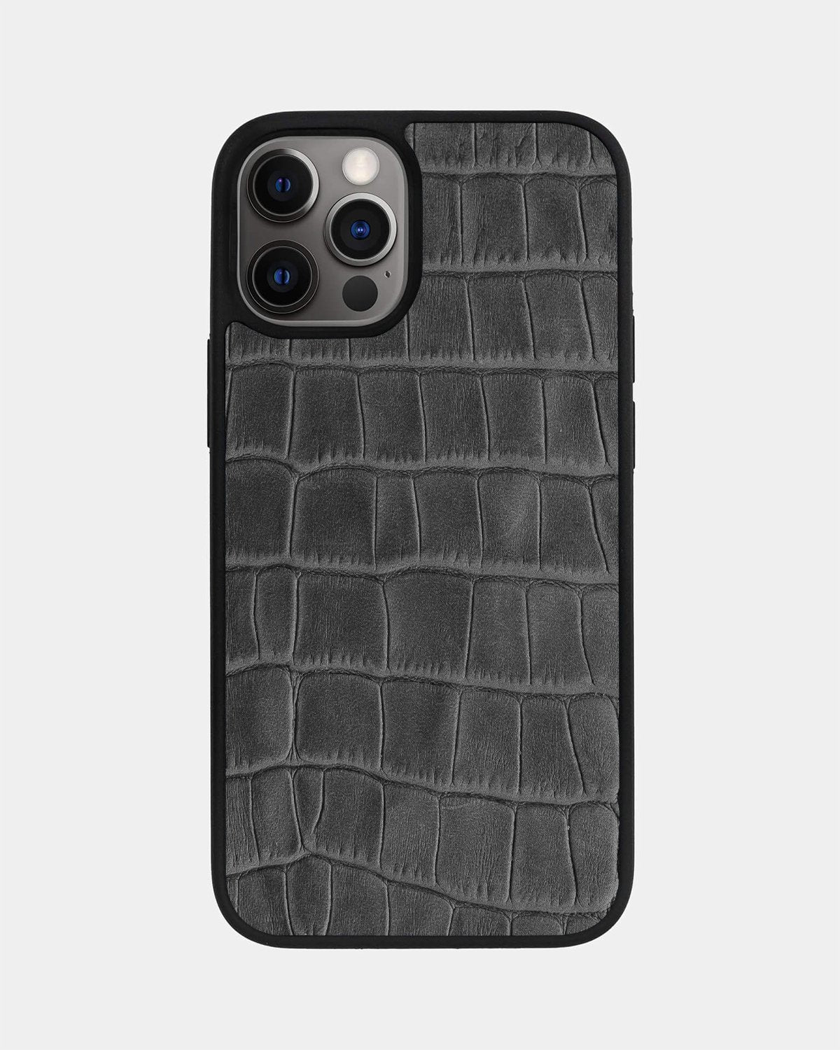 Чохол із сірого тиснення під крокодила на телячій шкірі для iPhone 12 Pro Max