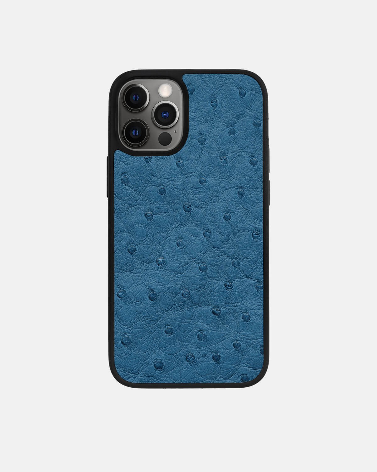 Чохол із блакитної шкіри страуса з фолікулами для iPhone 12 Pro