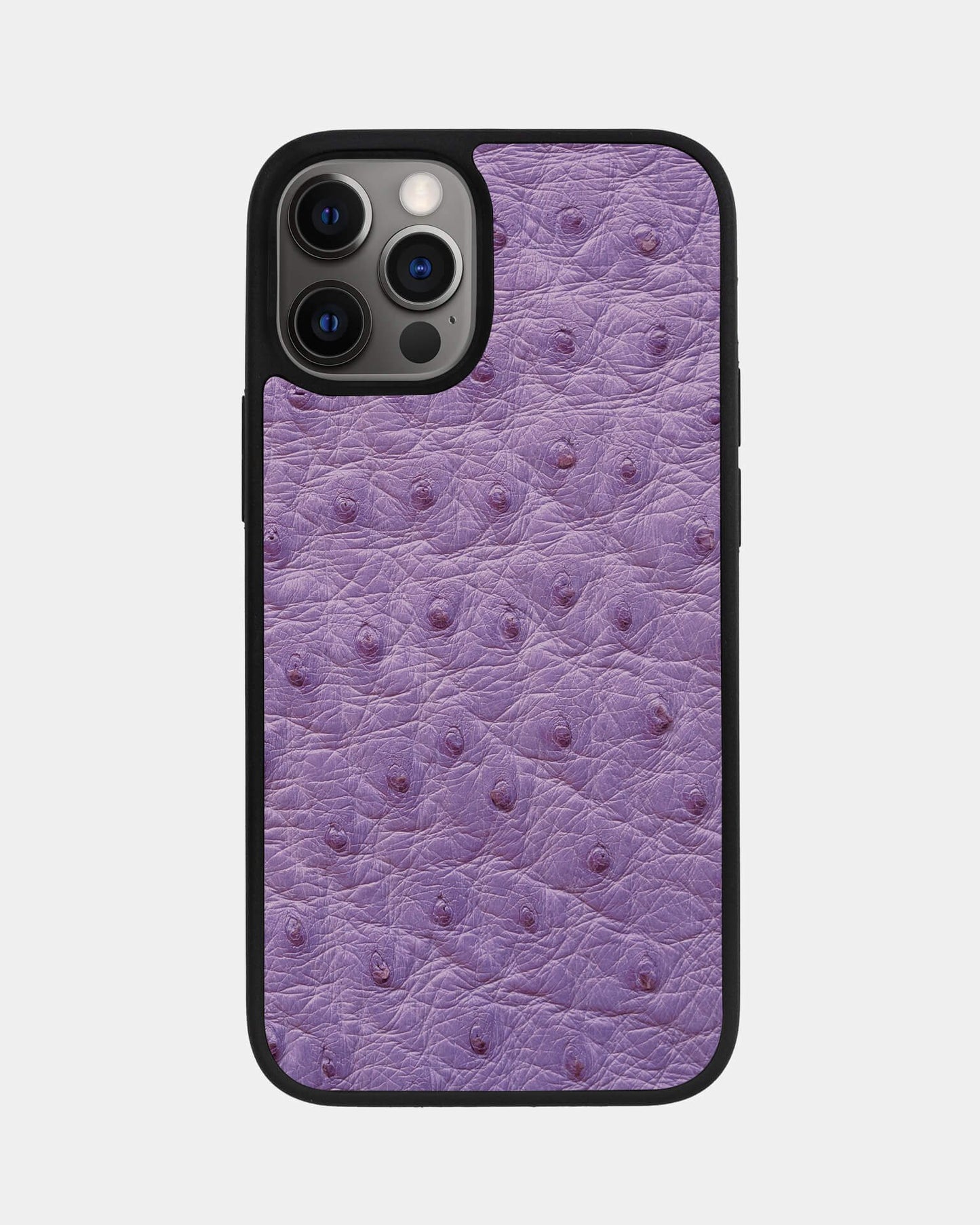 Чохол із фіолетової шкіри страуса з фолікулами для iPhone 12 Pro Max