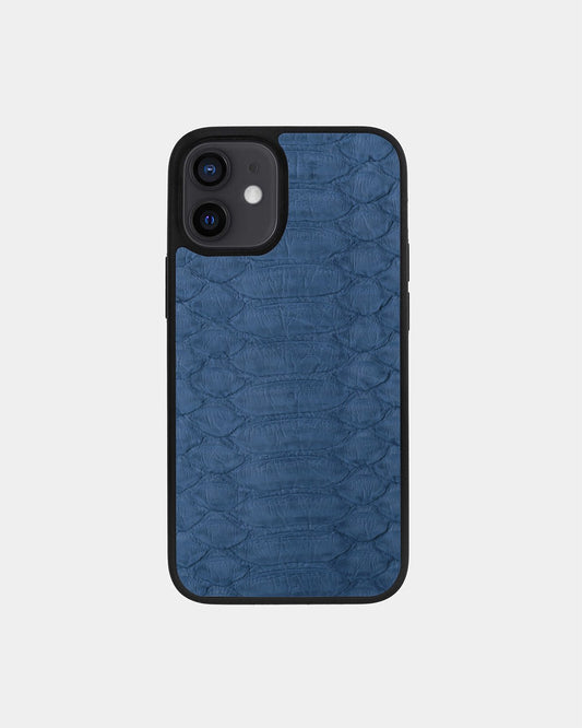Чохол із сіро-синьої шкіри пітона з широкими лусочками для iPhone 12