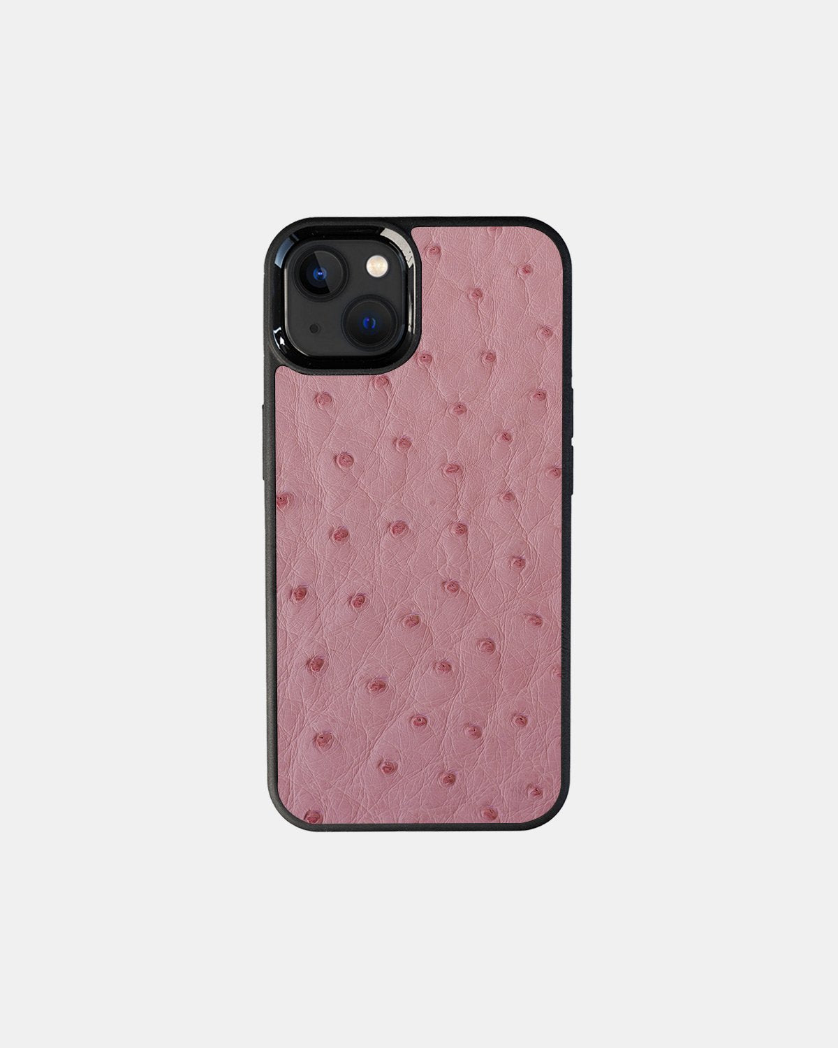Чохол із рожевої шкіри страуса з фолікулами для iPhone 13