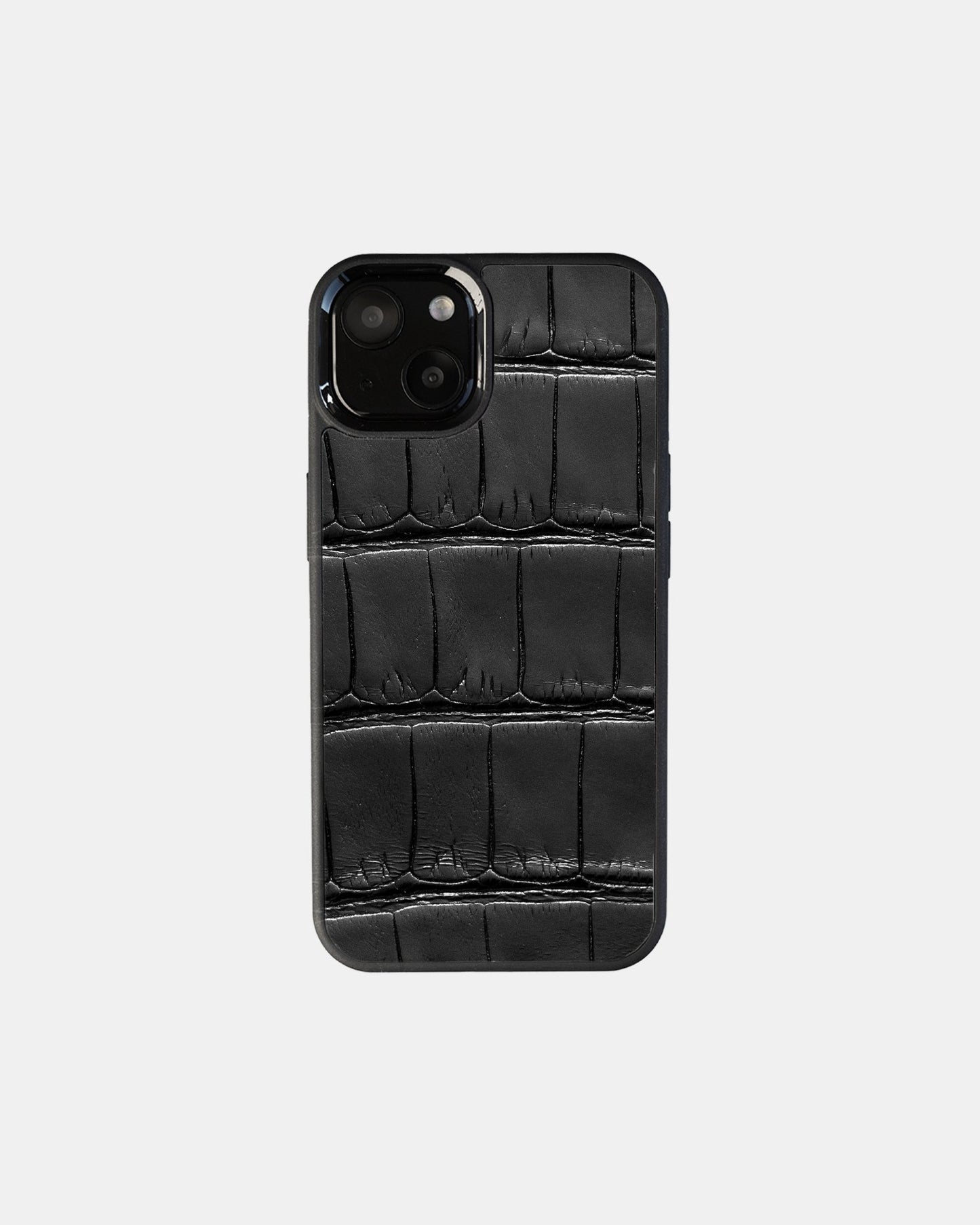Чорний чохол зі шкіри крокодила для iPhone 13