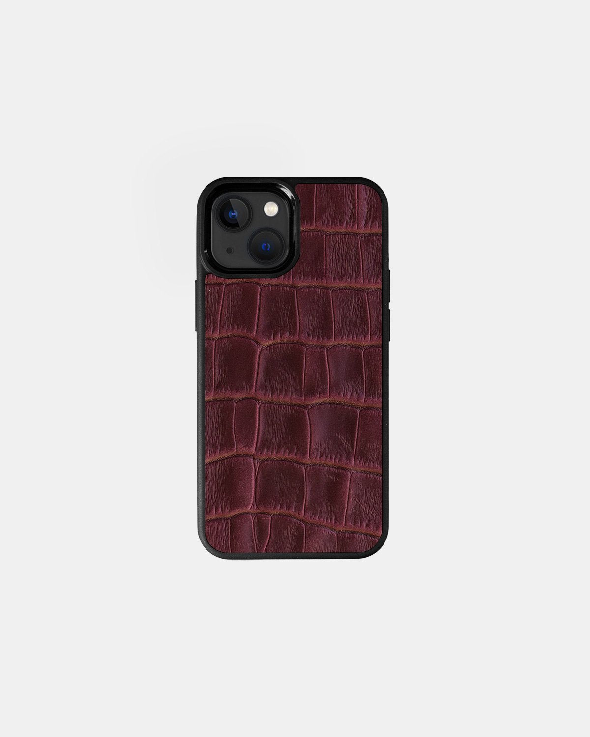 Чохол із бордового тиснення під крокодила на телячій шкірі для iPhone 13 Mini