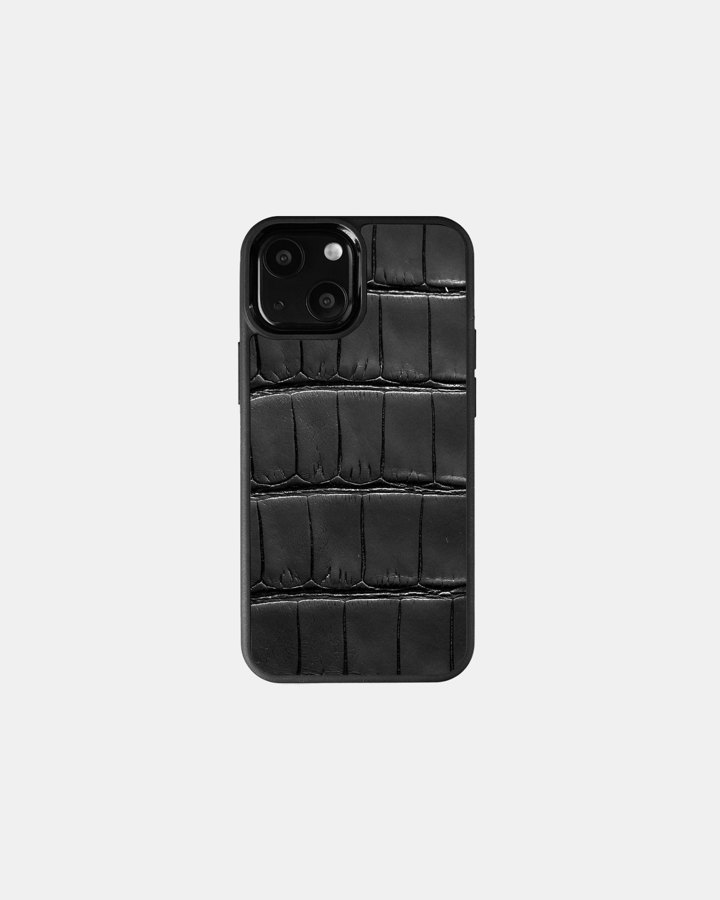 Чорний чохол зі шкіри крокодила для iPhone 13 Mini