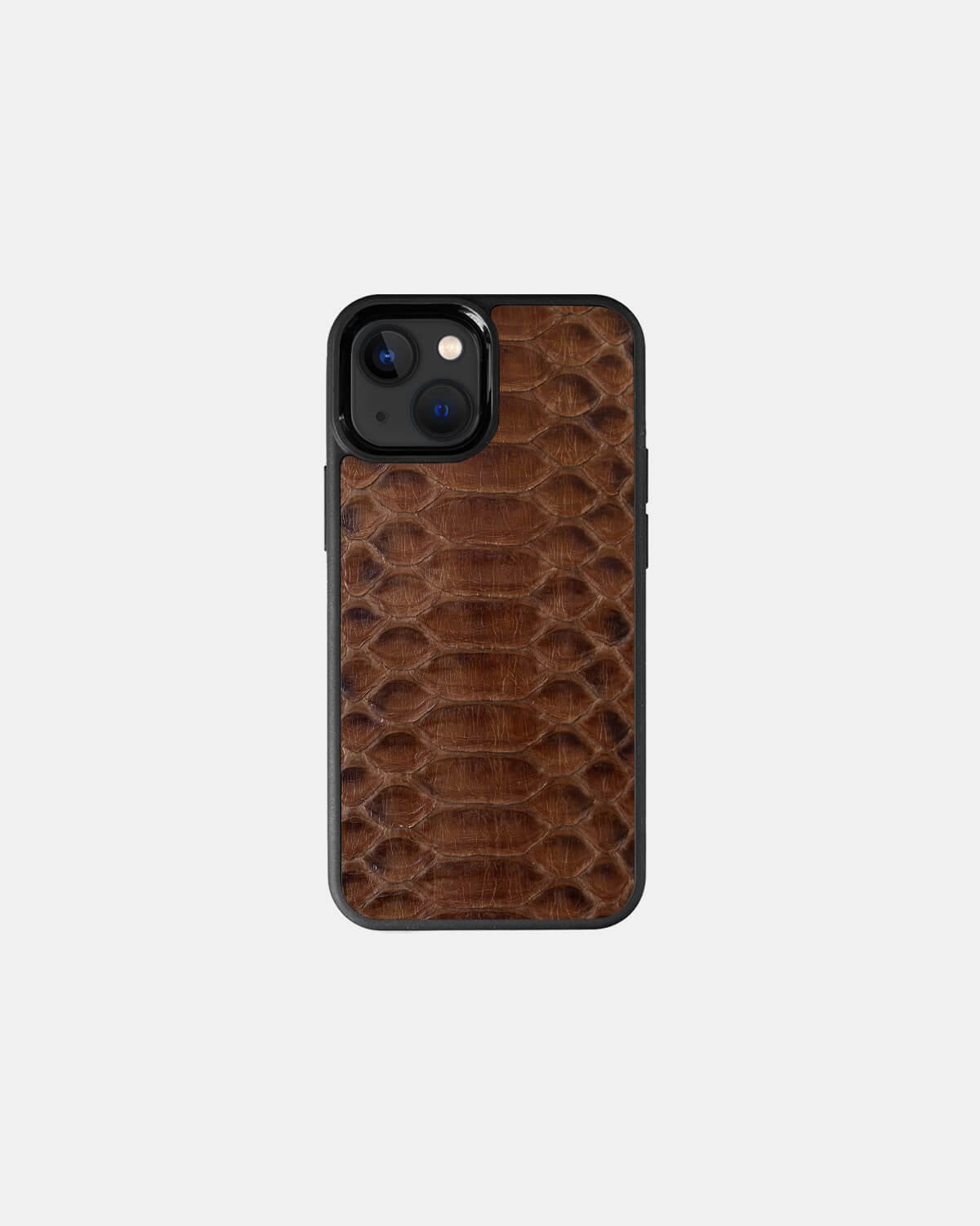 Чохол із коричневої шкіри пітона з широкими лусочками для iPhone 13 Mini
