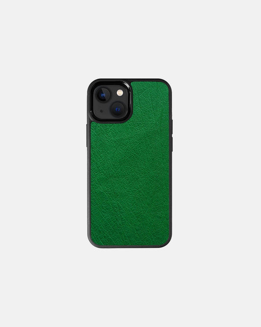 Чохол із зеленої шкіри страуса без фолікул для iPhone 13 Mini