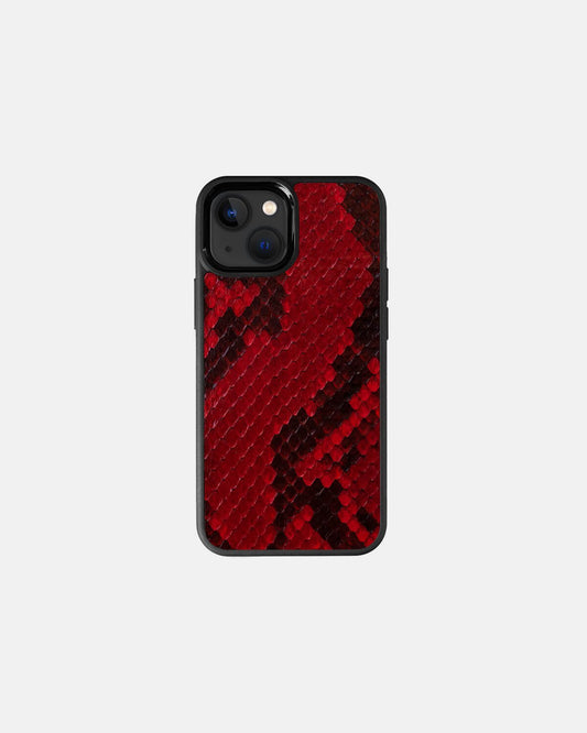 Чохол із червоної шкіри пітона з дрібними лусочками для iPhone 13 Mini
