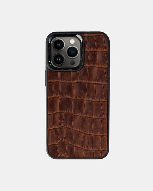 Чохол із рудого тиснення під крокодила на телячій шкірі для iPhone 13 Pro