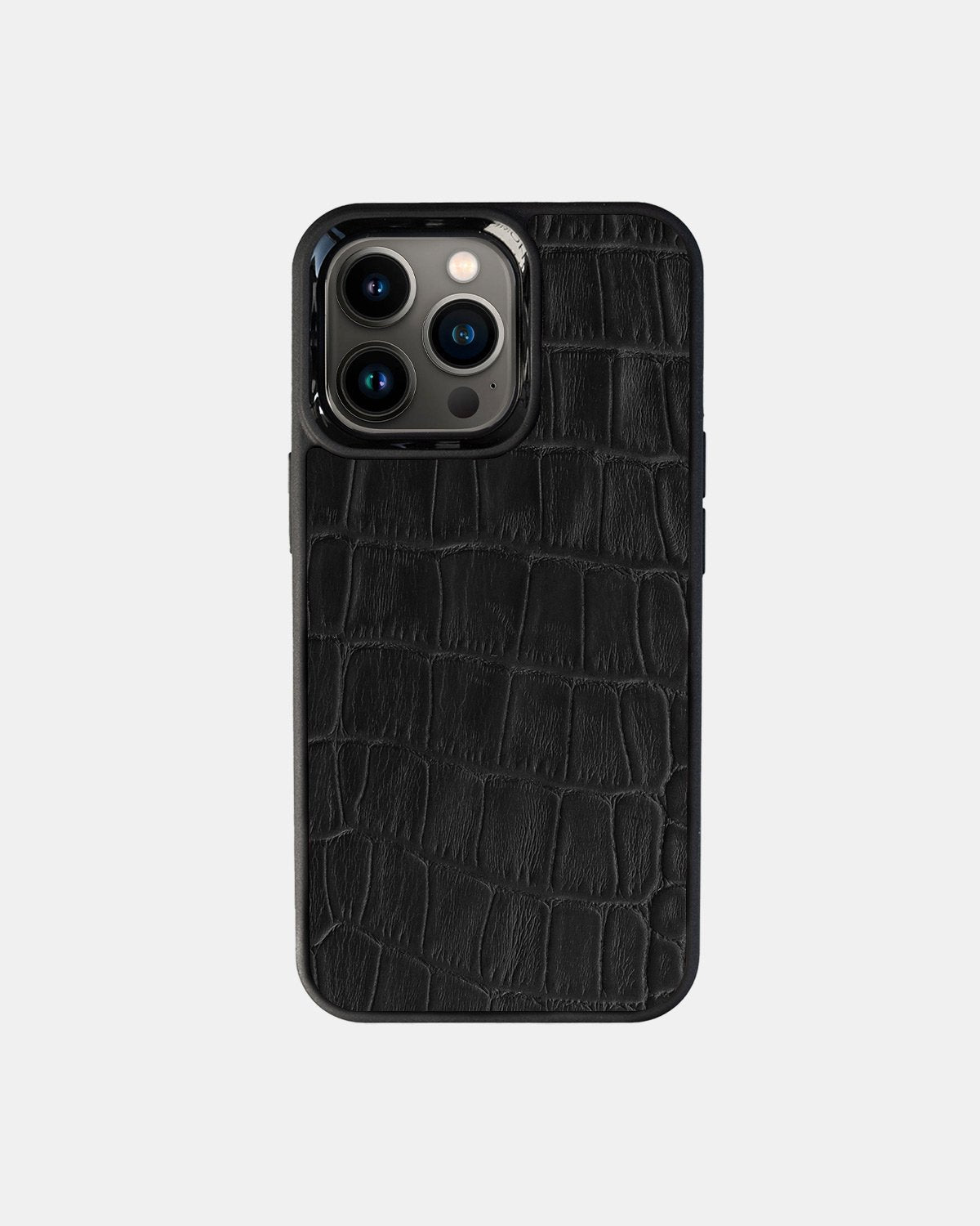 Чохол із чорного тиснення під крокодила на телячій шкірі для iPhone 13 Pro