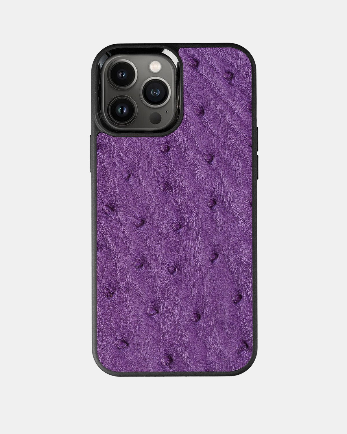 Чохол із фіолетової шкіри страуса з фолікулами для iPhone 13 Pro Max