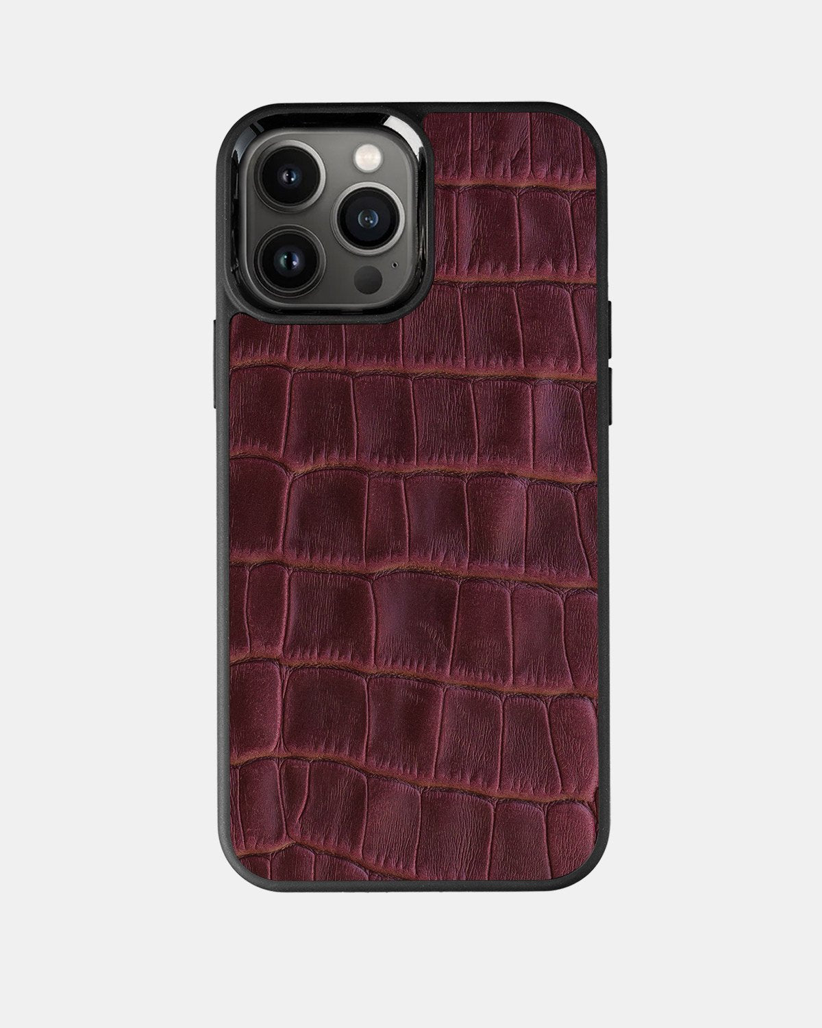 Чохол із бордового тиснення під крокодила на телячій шкірі для iPhone 13 Pro Max