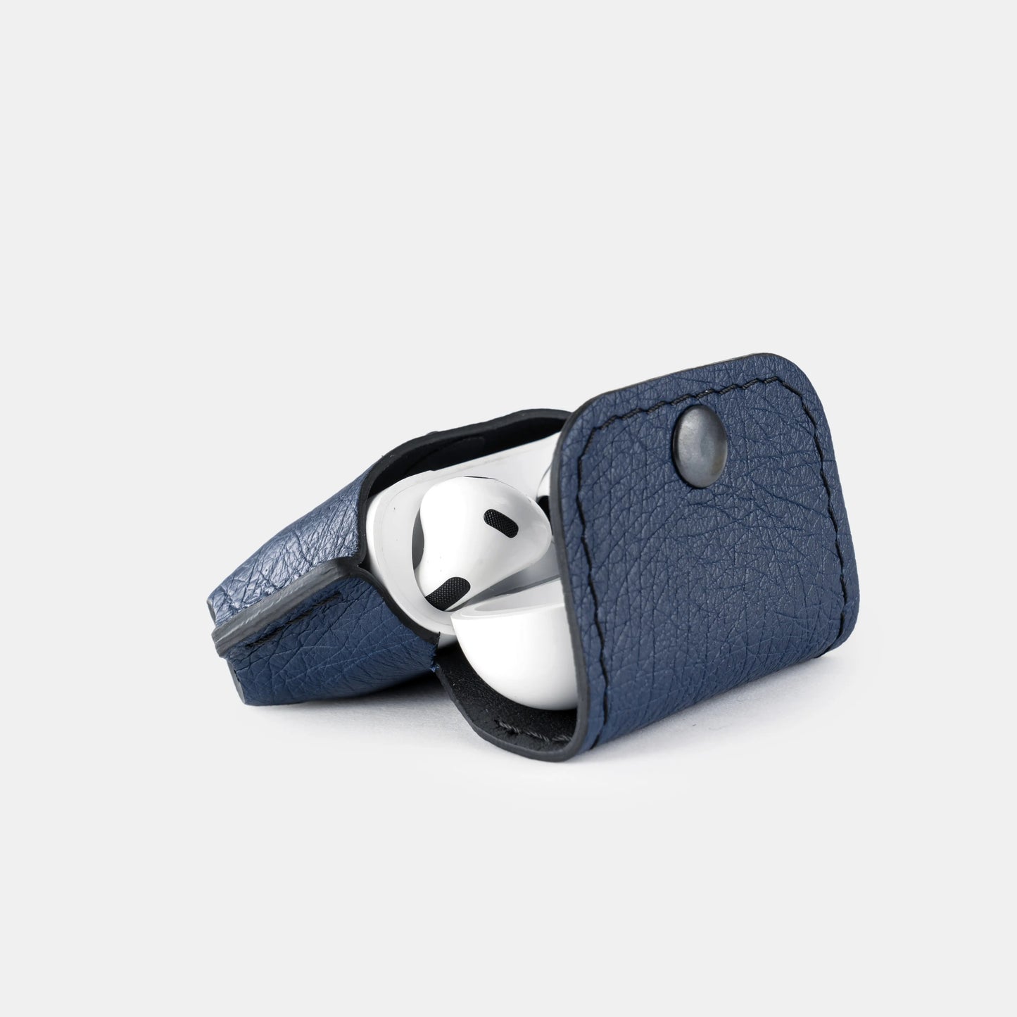 Чохол для AirPods Pro/Pro 2 із темно-синьої шкіри страуса без фолікул