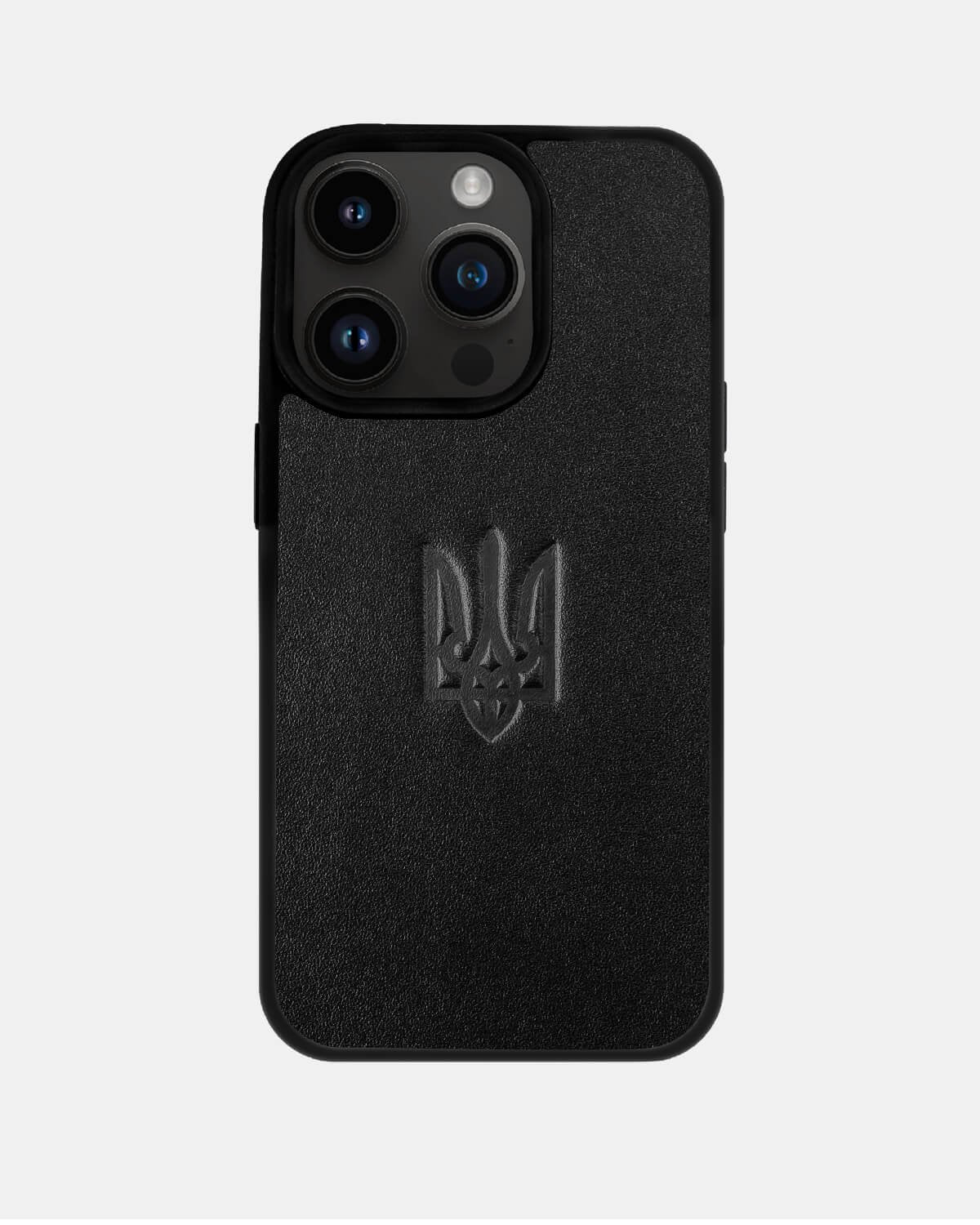 Calfskin case with embossed Coat of Arms of Ukraine for iPhone