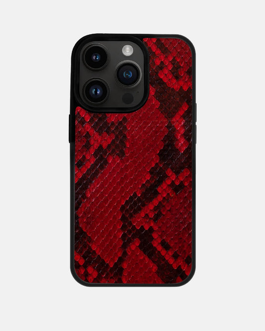 Чохол із червоної шкіри пітона з дрібними лусочками для iPhone 14 Pro Max