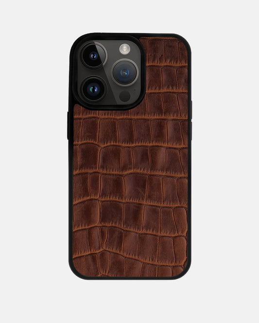 Чохол із рудого тиснення під крокодила на телячій шкірі для iPhone 14 Pro Max