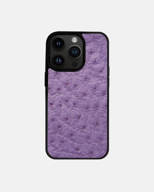 Чохол із лілової шкіри страуса з фолікулами для iPhone 14 Pro