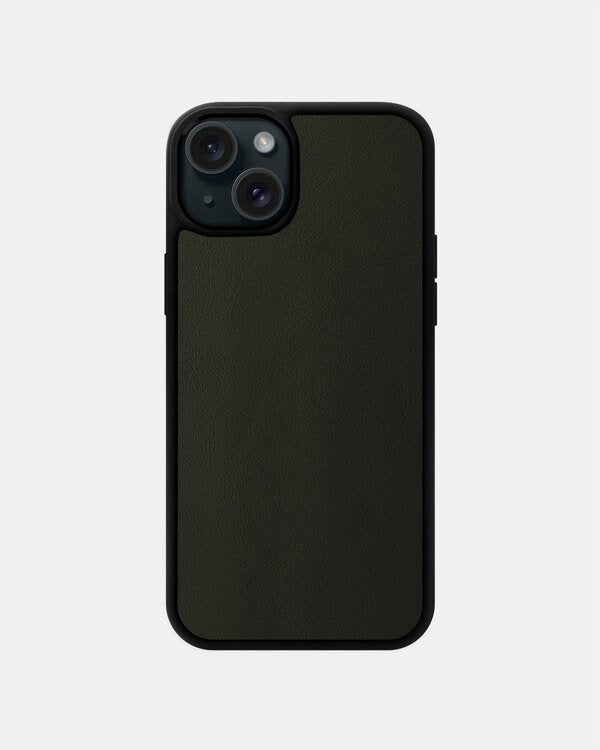 Чохол із зеленої телячої шкіри для iPhone 15