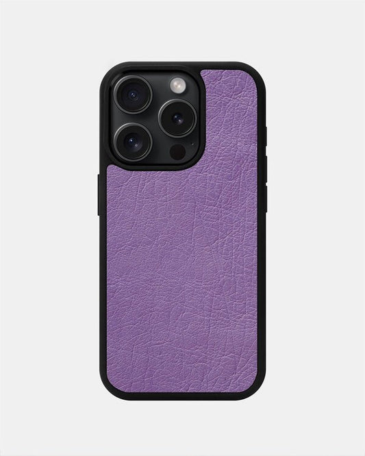 Чохол із лілової шкіри страуса без фолікул для iPhone 15 Pro