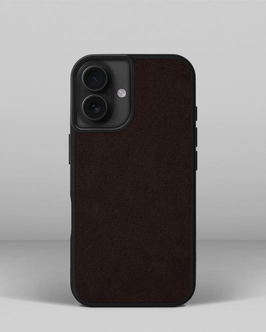 Case with dark brown alcantara insert for iPhone 13 Mini