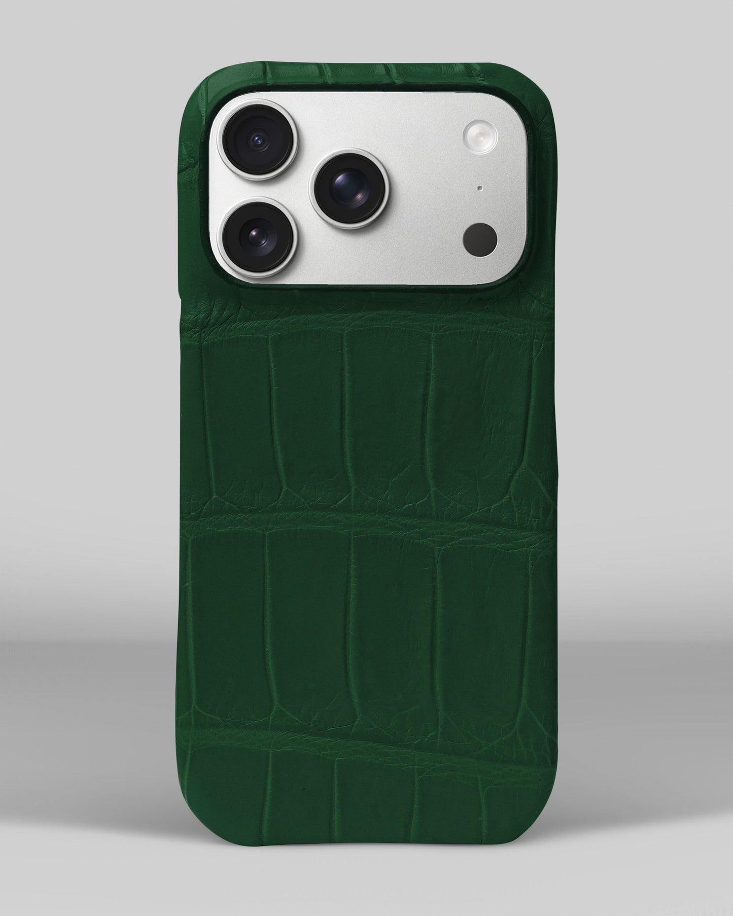 Темно-зелений чохол обтягнутий шкірою крокодила для iPhone 18 Pro
