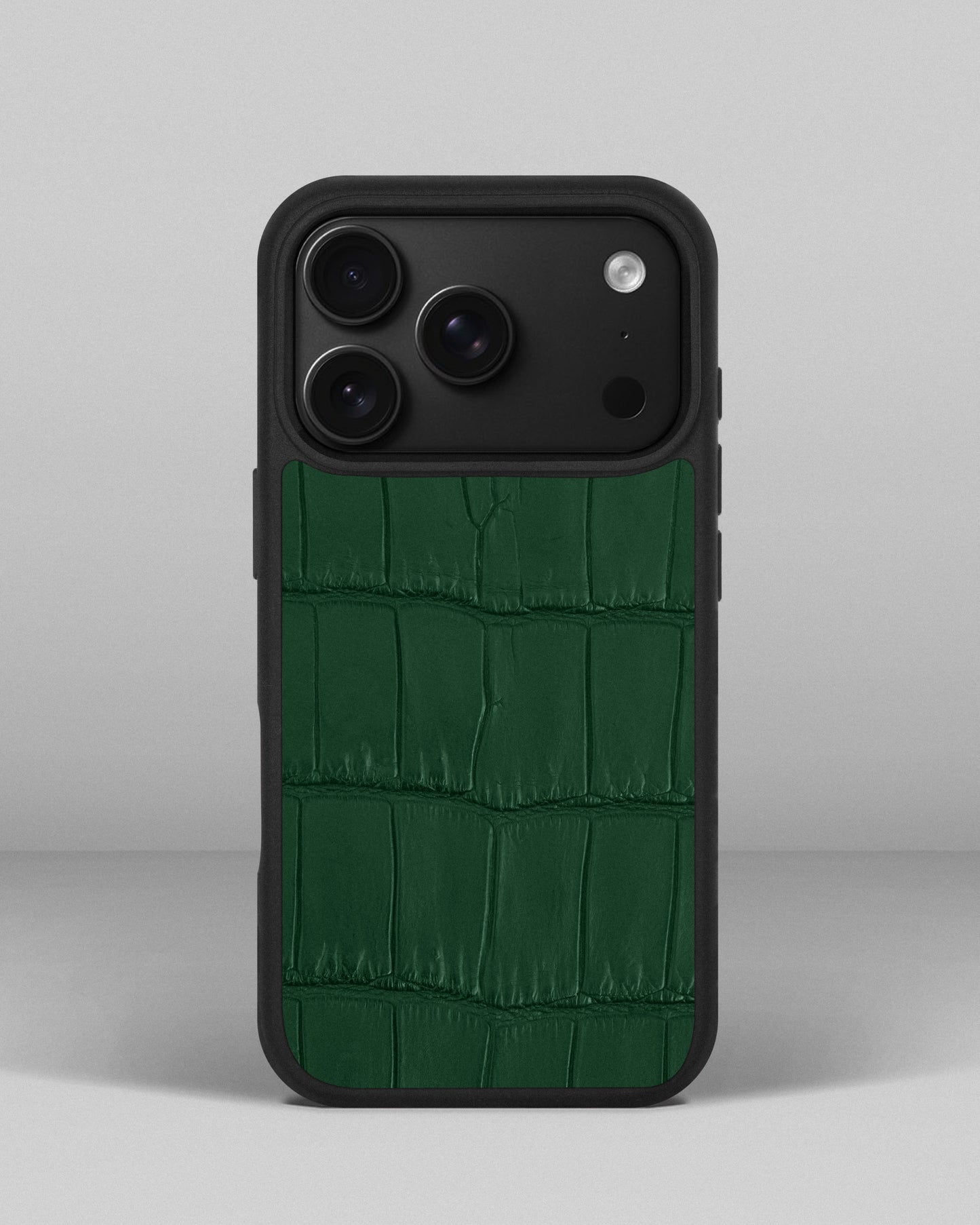 Чохол із темно-зеленої шкіри крокодила для iPhone 18 Pro