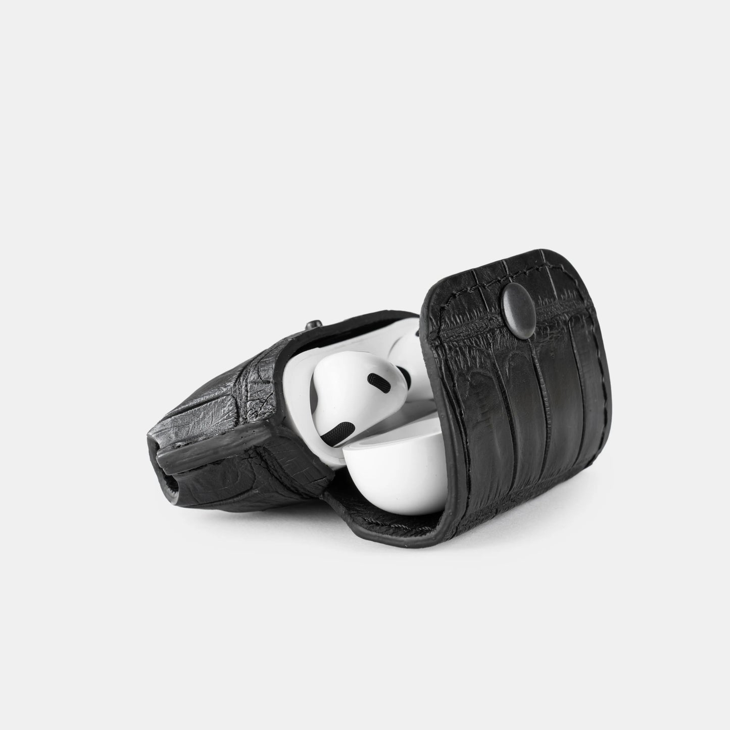 Чохол для AirPods Pro/Pro 2  із чорної шкіри крокодила