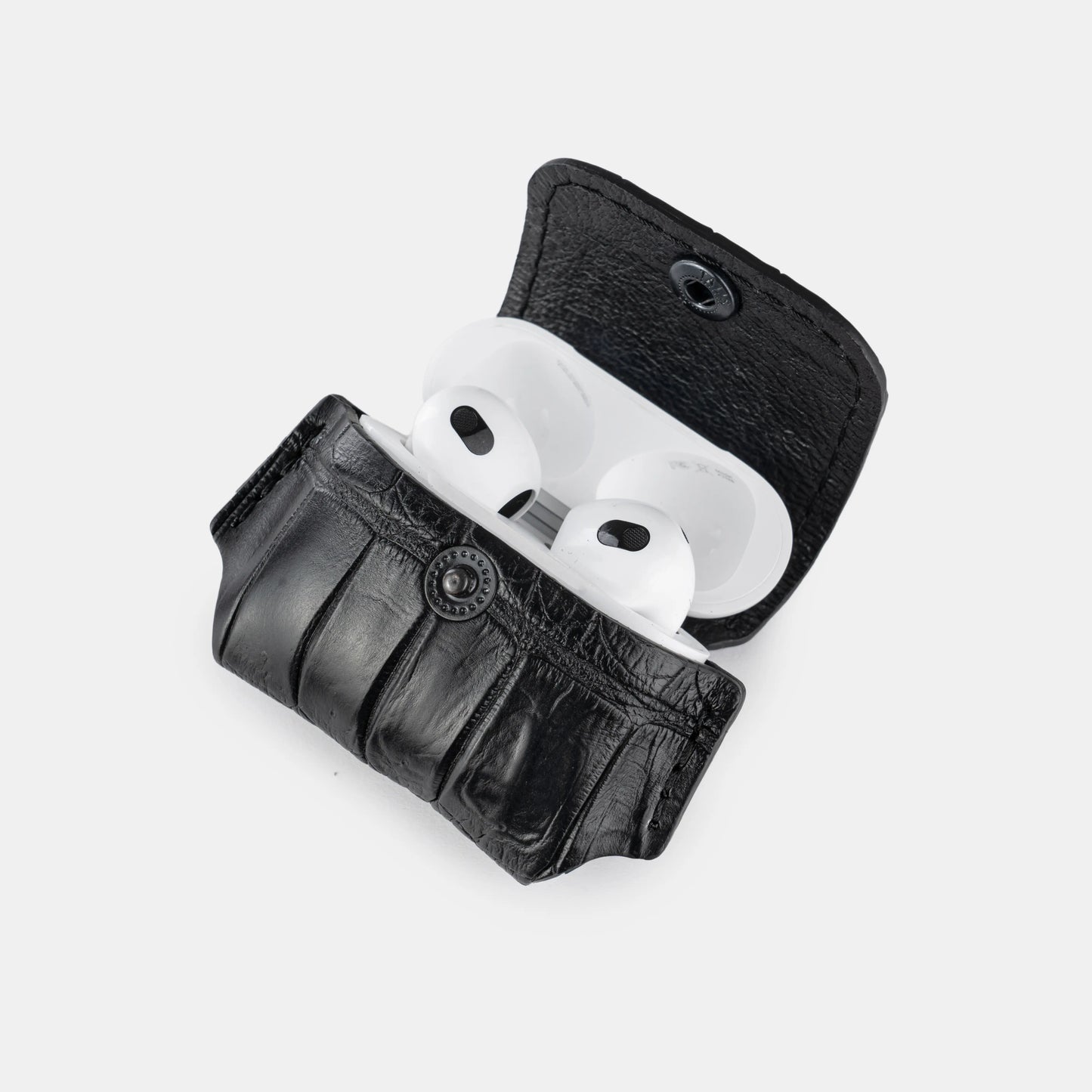 Чохол для AirPods Pro/Pro 2  із чорної шкіри крокодила