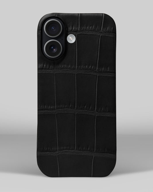Чорний чохол обтягнутий шкірою крокодила для iPhone 17