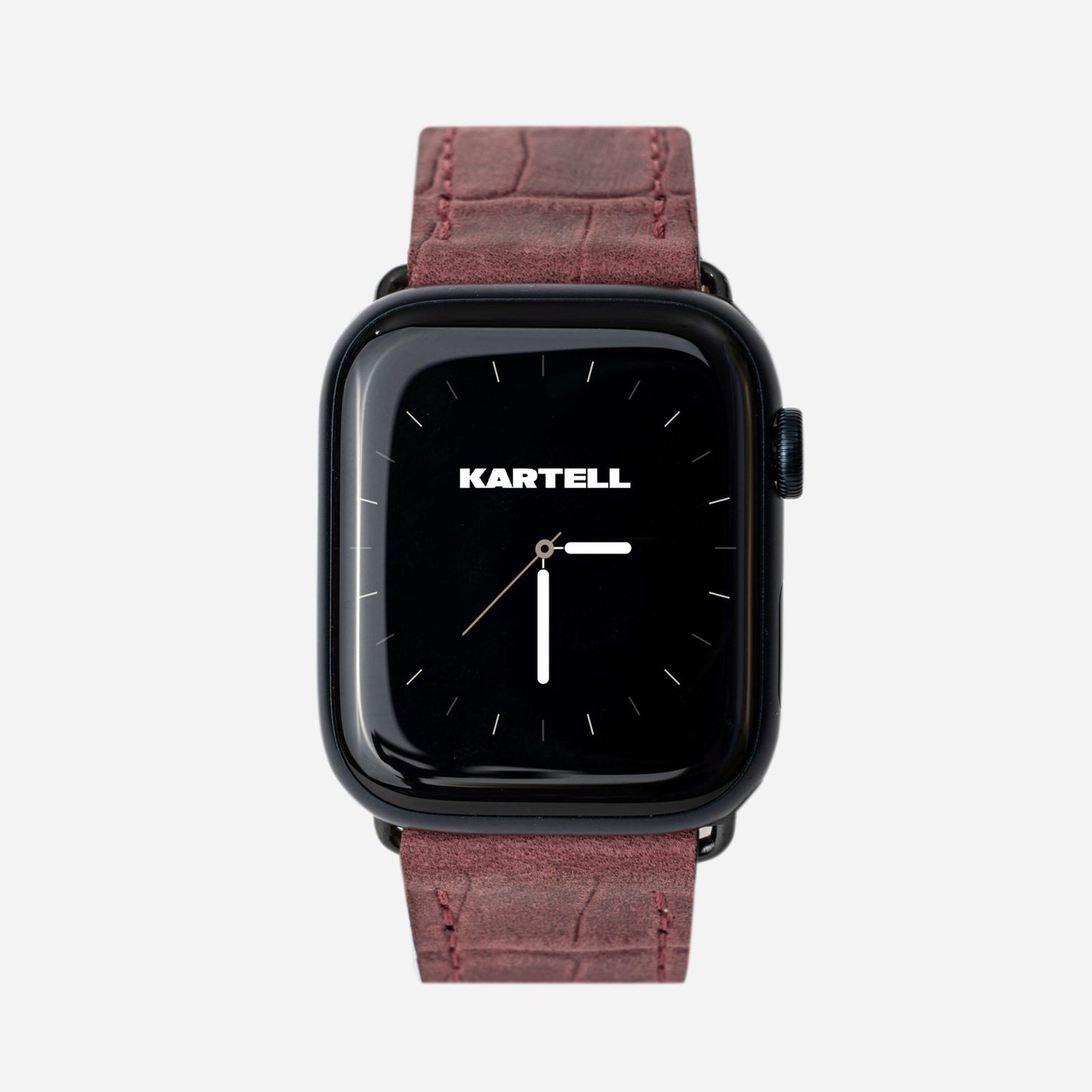 Ремінець для Apple Watch з телячої шкіри, тисненої під крокодила у бордовому кольорі