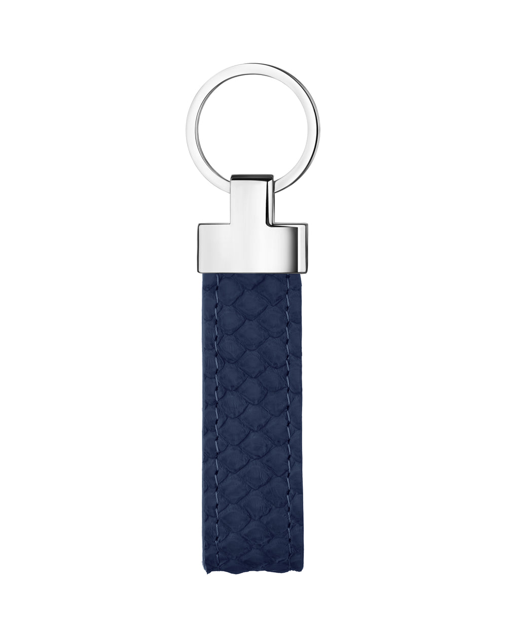 Keychain made of dark blue python leather