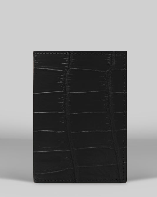 Passport cover made of black crocodile leather