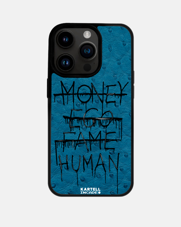 Чохол з голубої шкіри страуса з фолікулами для iPhone