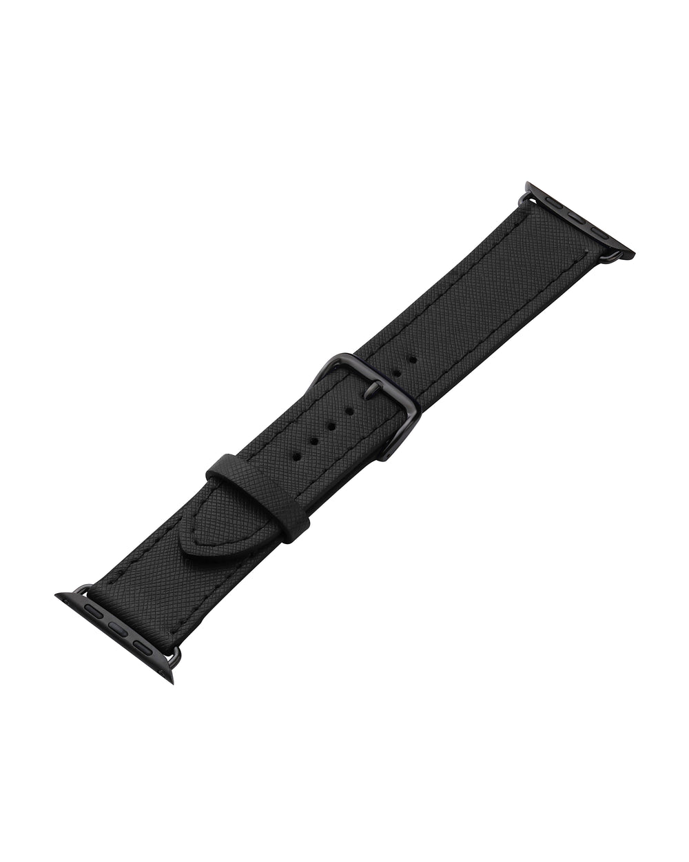 Apple Watch strap in black Saffiano leather