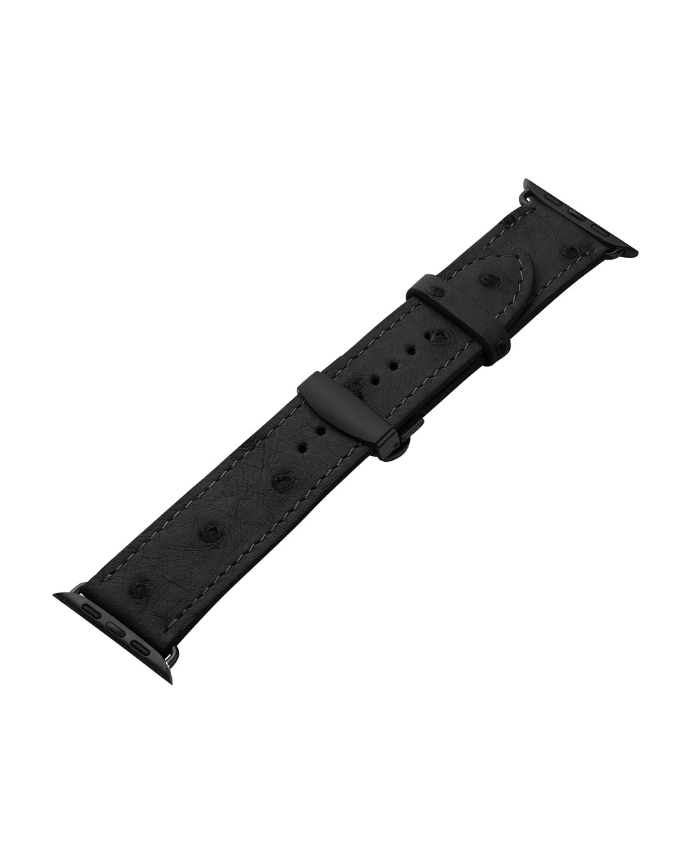 Ремешок для Apple Watch из кожи страуса черного цвета с фолликулами
