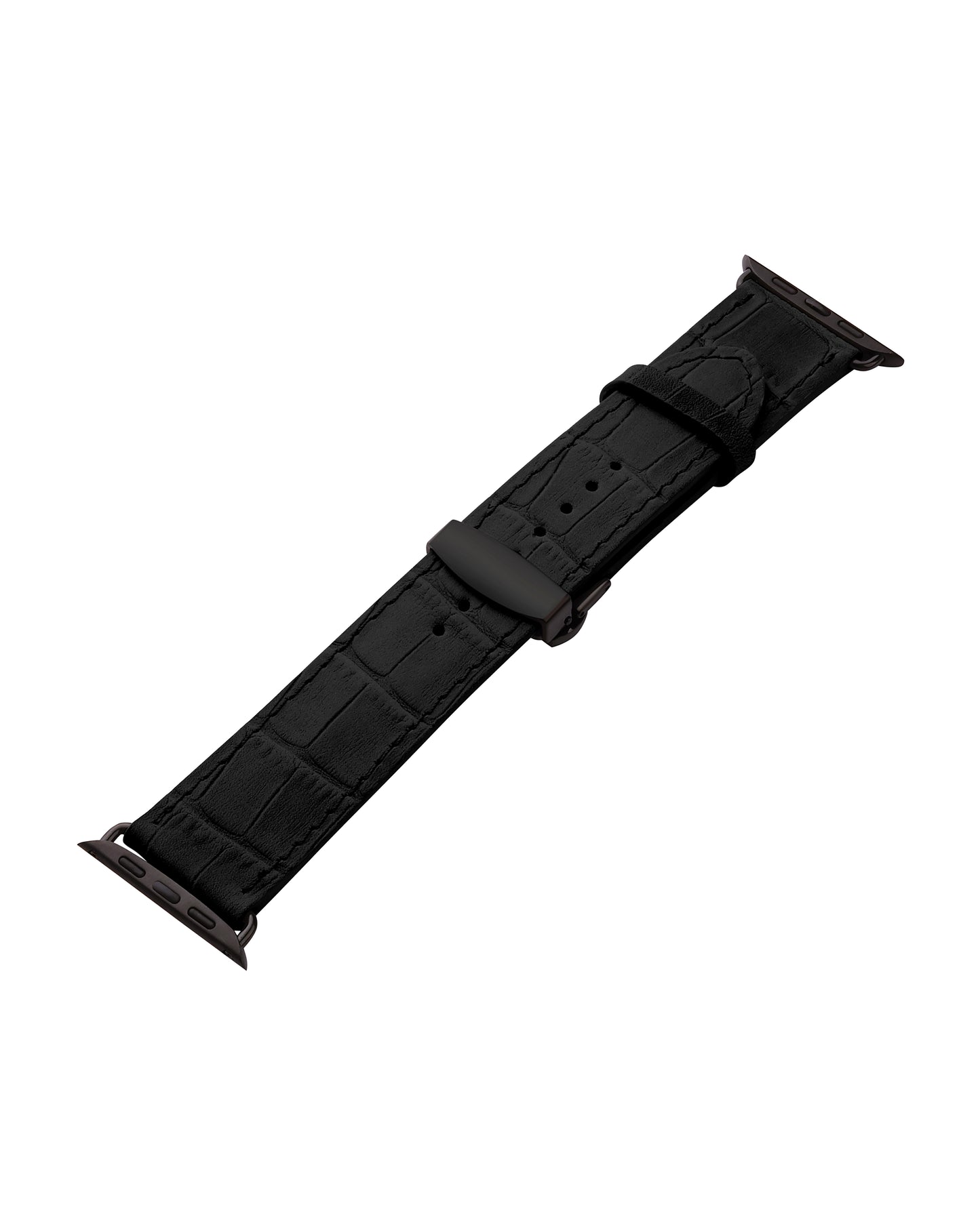 Ремінець для Apple Watch з телячої шкіри, тисненої під крокодила у чорному кольорі