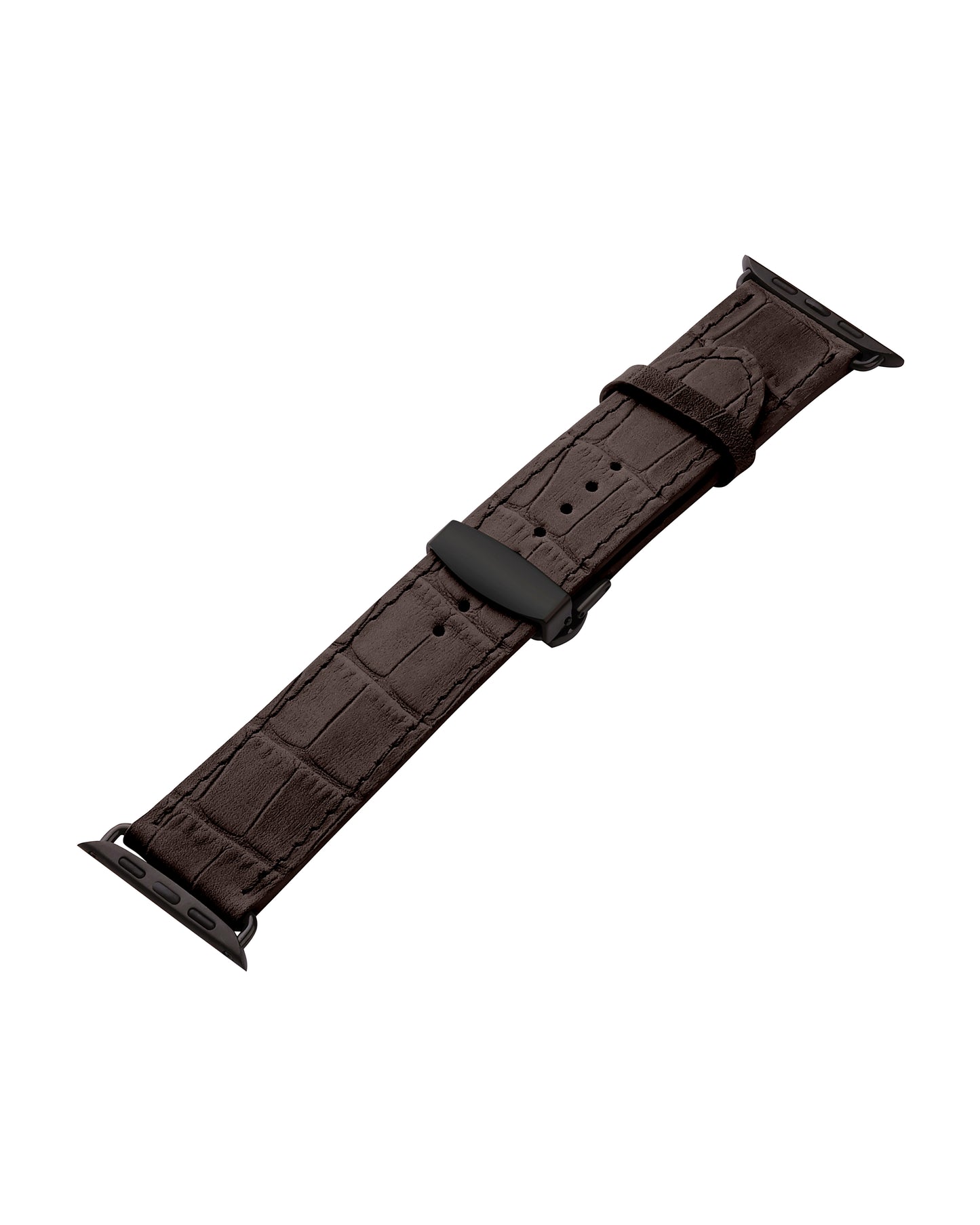 Ремінець для Apple Watch з телячої шкіри, тисненої під крокодила у темно-коричневому кольорі